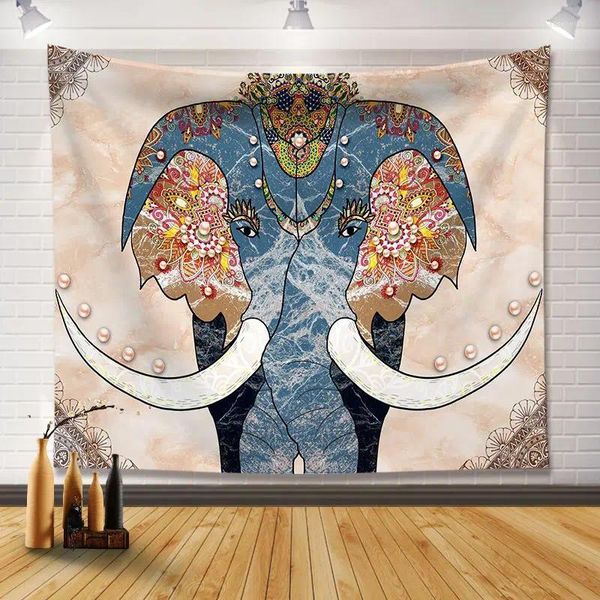 Tapisseries Tapisserie personnalisée Tapisserie nordique Ins Décoration suspendue Éléphant Bohême Tissu Affiche Tissu Mandala Mur décoratif