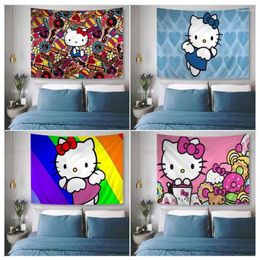 Tapisseries mignonnes bonjour chat k-kitty tapisserie suspendue bohemian mur mandala hippie