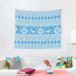 Tapisseries mignon renne bleu et blanc motifs de vacances de noël tapisserie décoration de salon 231113
