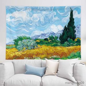 Tapisseries décor décor intérieur van gogh art peinture étoilée de tournesol décoration murale esthétique décor de chambre tapisserie suspendue r230812