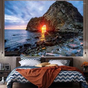 Tapices Tapiz de pared decorativa Tapestería Sea Ocean Landscape Alfombra colgante de decoración del hogar