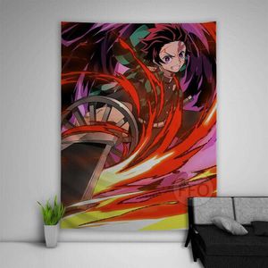 Wandtapijten Demon Kamado Nezuko Tapestry Anime Tapijt Muur Opknoping Esthetische Slaapkamer DecoratiefTapestries Deken Sofa Cover Tapijt