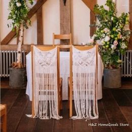 Tapestries Direct verkopen MacRame Chair Backs Set Bridal Shower Decor 2 Wedding Cover Boho Hanger Idea