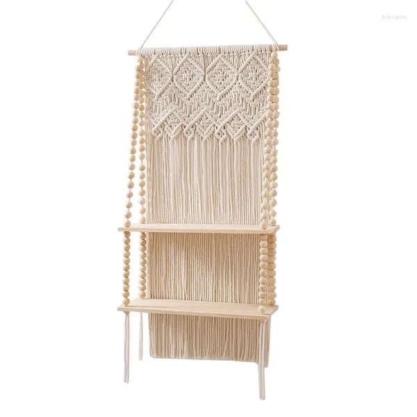 Tapices DIY Tassel Macrame Tapestry Wall Stant Hanging Estante de algodón Boho Woven Hanger