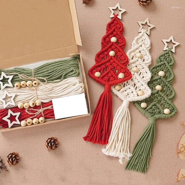 Tapisseries bricolage macrame de Noël kit d'arbre de Noël à la main à la main à la main de la corde en coton boho