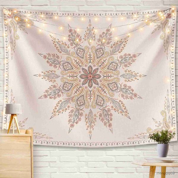 Tapisseries Dôme Caméras Boho Esthétique Tapisserie Mandala Tapisserie Rose Floral Médaillon Tapisseries Tenture Murale Art Décor pour Chambre Salon Dortoir R230714