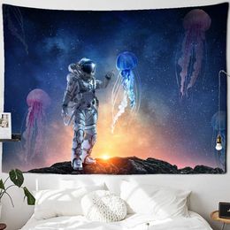 Tapices Cámaras de cúpula Galaxy Astronauta Tapiz Espacio cósmico Colgante de pared Brujería Boho Fondo del hogar Decoración para sala de estar