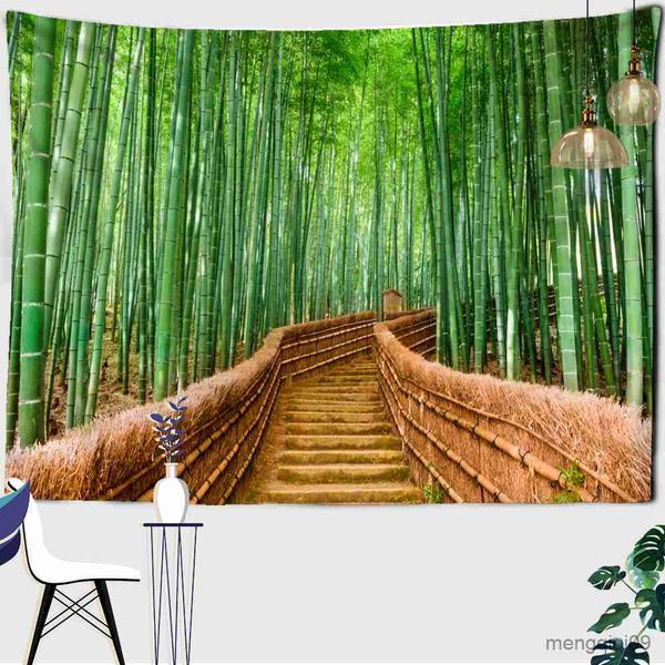 Tapisseries Dôme Caméras Vert Bambou Forêt Tapisserie Paysage Naturel Vue Tenture Murale Hippie Bohème Chambre Dortoir Art Décor R230714