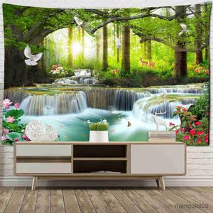 Tapisseries Dôme Caméras Montagne Cascade Tapisserie Tenture Murale Forêt Paysage Naturel Tapisserie Décor À La Maison Polyester Couverture De Table Forêt Nuit Tapisserie R230714