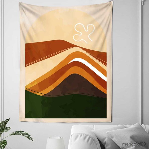 Tapices Domo Cámaras Paisaje Colgante de pared Tapiz psicodélico Camping Amanecer Pintura al óleo Patrón Puesta de sol Boho Tapiz Yoga Pad Decoración para dormir R230714