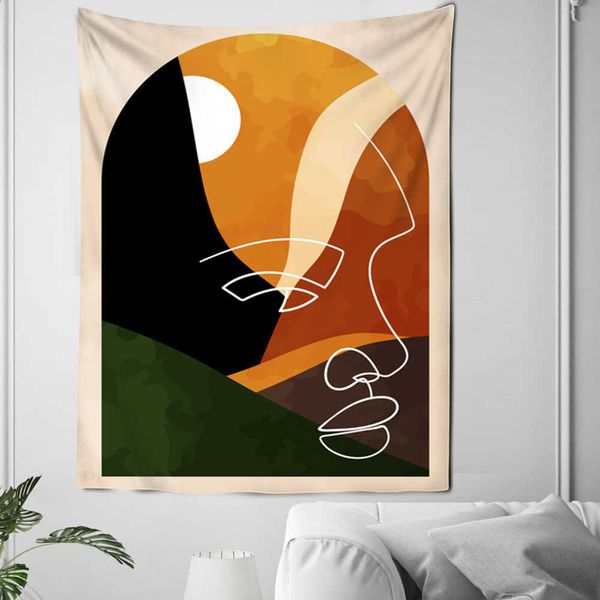 Tapices Cámaras de cúpula Paisaje Tapiz colgante de pared Camping Amanecer Pintura al óleo Patrón Atardecer Boho Tapiz Yoga Pad Decoración para dormir