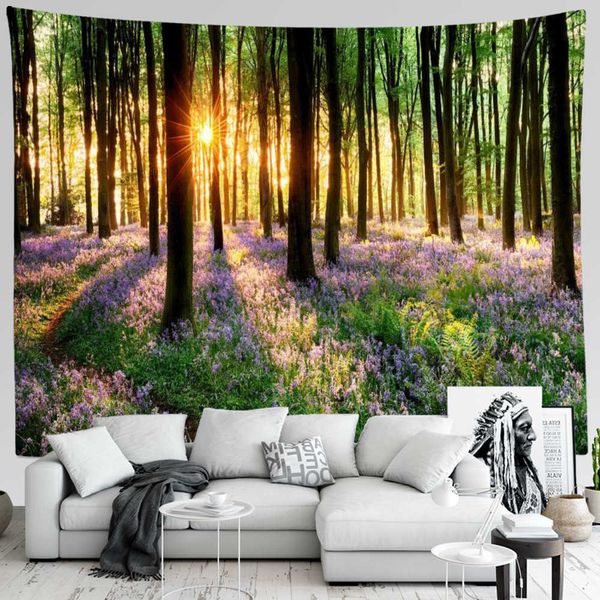 Tapisseries Dôme Caméras SepYue Forêt Bohème Tapisserie Murale Nature Motif Rayons Arbre Larg Tenture Pas Cher Hippie Maison Decoratio Chambre Décor Esthétique R230714