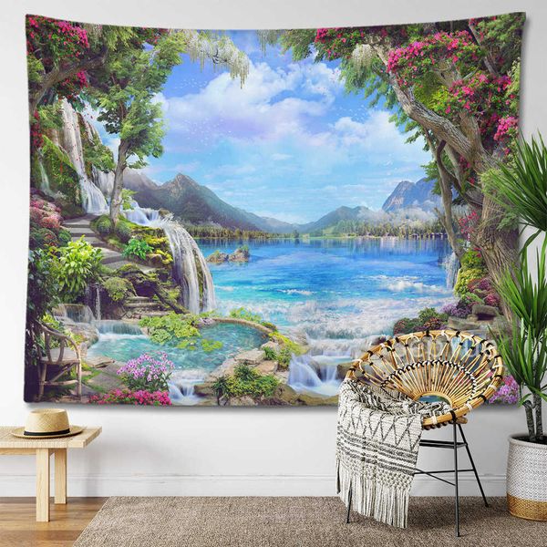 Tapisseries Dôme Caméras SepYue Bord De Mer Paysage Tapisserie Tenture Murale Décoration De Chambre Hippie Tapisseries Arbre Jardin Montagne Mur Art Tissu Boho Décor