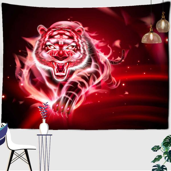 Tapisseries dôme caméras tigre tapisserie flamme Animal tenture murale Hippie bohème maison salon Art décor