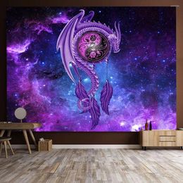 Tapestries Dragon Starry Sky Tapestry Chinese totem Home Decor Wall Hanging Anime Polyester strandhanddoek