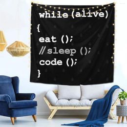 Tapestries Eat Don't Sleep Code Herhaal grappige software programmering Wanddecor Tapijt Tapeste Outdoor Office Verjaardag Geschenk zachte stof Felle kleur