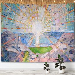 Tapisseries edvard grignotant le mur de soleil suspendue tapisserie esthétique décoration décoration œuvres peintures dortoir art tapisserie