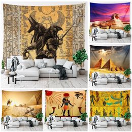 Tapices Tapiz egipcio Decoración estética de la habitación Personaje de mitología antigua Paisaje piramidal Colgante de pared Dormitorio Decoración del hogar