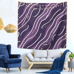 Arazzi Elegante viola con linee bianche Decorazione da parete astratta Ganci per arazzi Soggiorno Regalo di festa Tessuto morbido Multi stile