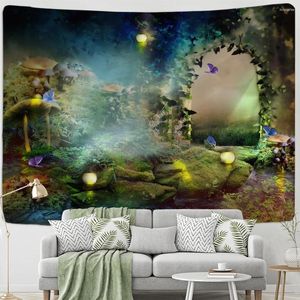 Tapestries Enchanted Forest Mushroom Tapestry Wall Hangende Boemian Tapiz Hippie Art Achtergrond Decor Doek