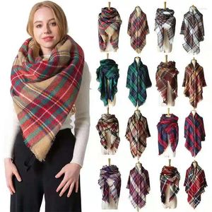 Tapisseries européennes et américaines automne hiver cachemire imitation double face coloré plaid carré écharpe châle femme