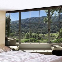 Tapisses de la fenêtre 3D de style européen pendrier suspendu tapisserie bohème art déco couverture rideau à la chambre de chambre à coucher décor