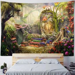 Tapisses fées contestasy champignon tapisserie bohemian décoration de maison couverture hippie room art art nature forestier fond tissu