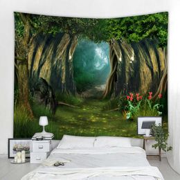 Tapices Fantasy Forest Print Tapiz de pared grande Barato Colgante de pared Arte Alfombra Decorativa Sala de estar Manta grande