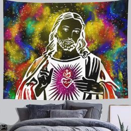 Tapestries ffo Jezus Christus Tapestry Wall Hangende kunst Aesthetische hippie Home Decor Psychedelic Mandala Boho Ation 221006