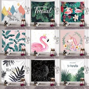 Wandtapijten Flamingo Groene Planten Tapijt Muur Opknoping Nordic Home Decoratie Slaapkamer Achtergrond Doek Dorm Art Decor