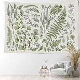 Wandtapijten Bloemen En Groene Planten Tapijt Muur Opknoping Varen Bladeren Boho Natuur Landschap Esthetische Kamer Home Decor 230928