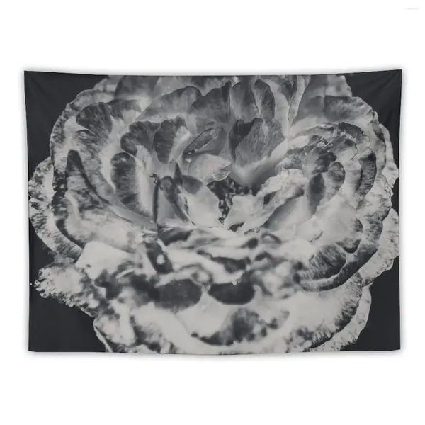 Tapices Arte floral floral - Rosa retro Blanco y negro Flores vintage Tapiz Decoración de la habitación Mural de la pared Decoración del dormitorio Estética