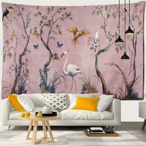 Tapisseries Fleur Oiseau Peinture Tapisserie Tenture Bohème Hippie Sorcellerie Art Psychédélique Tapis De Table Décor À La Maison Tissu l230330