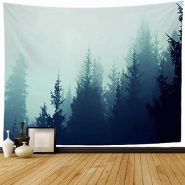 Tapisseries Brouillard Montagne Forêt Tapisserie Forêt Brumeuse Nature Bois Tapisserie Esthétique Tenture Murale Art pour Chambre Salon Dortoir DécorL240123