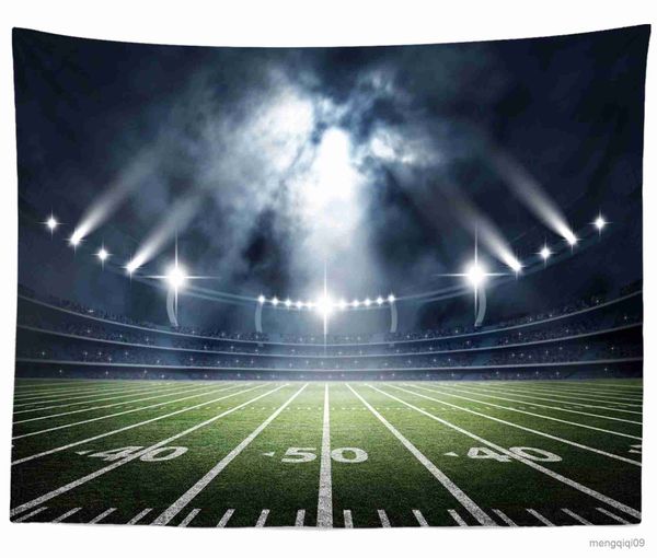 Tapices Campo de fútbol Estadio Tapiz Luz Noche Fútbol Césped Colgante de pared Tapices de rugby Dormitorio Dormitorio Decoración de pared Paño R230704