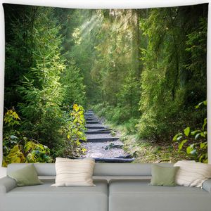 Tapisseries Forêt Paysage Tapisserie Cascade Plantes Tropicales Printemps Arbres Nature Paysage Jardin Tenture Murale Maison Salon Dortoir Décor