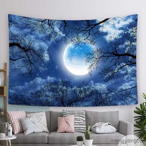Tapisseries Forest Mystery Starry Sky Tapestry mur suspendu arbres et étoiles Jungle Moon Tapestry Home peut être personnalisé R230811