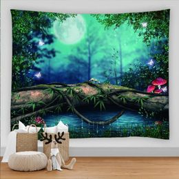 Tapisseries forêt tapisserie 3D plante verte esthétique chambre décor nuit vue maison chambre salon mur toile Tapiz