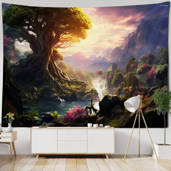 Tapisseries Forest Tapestry Home Decoration Landscape Living Room Bedroom Wall Mysterious Magic Art