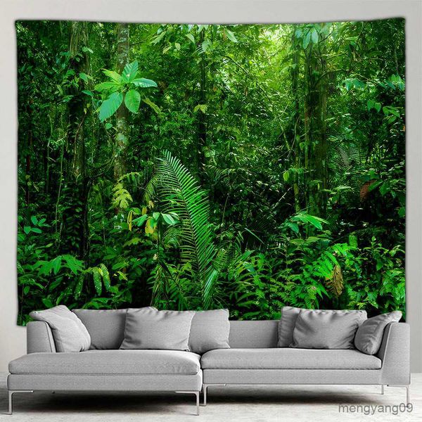 Tapisseries Forest Waterfall Landscape Tapestry Outdoor Garden Affiche Nature Tropical Vercerie Simple Modern Style Mur suspendu Mur Scran R230812