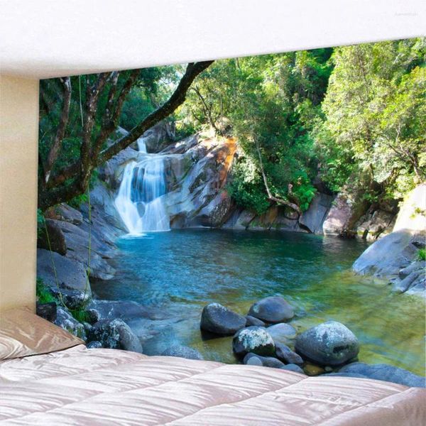 Tapisseries Forest Waterfall Tapestry Fantasy Landscape mur suspendu bohemian home décoration art tissu pic nac