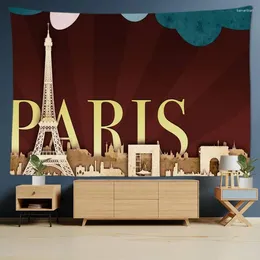 Tapisseries France Paris Eiffel Tower City Beau paysage tapisserie mur suspendu décor de chambre esthétique fond de chambre