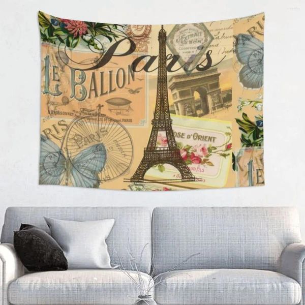 Tapisseries françaises Paris Vintage collage France Europe Travela Tapestry
