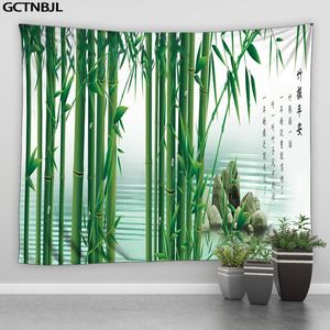 Tapisseries Tapisserie de forêt de bambou frais tenture murale vert simple et moderne fond de style chinois maison chambre salon décor