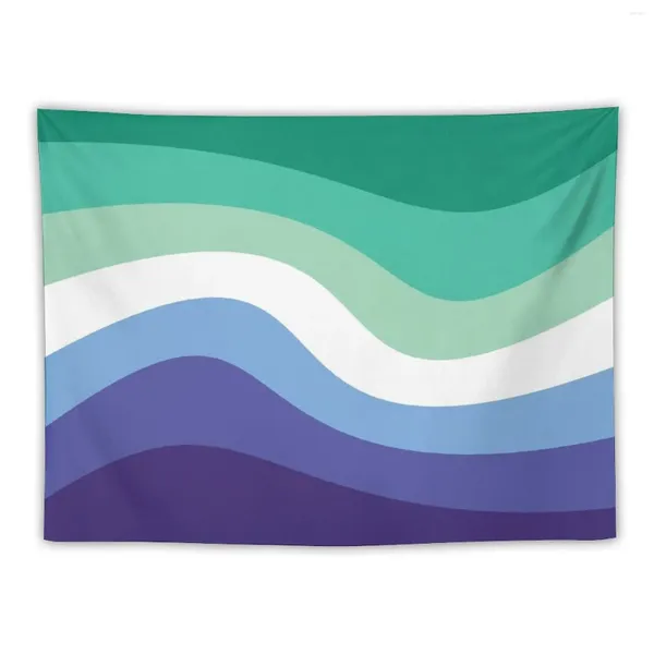 Tapices Gay Male MLM Pride Flag Wave Tapiz Kawaii Decoración de la habitación Anime Decoración Japonesa