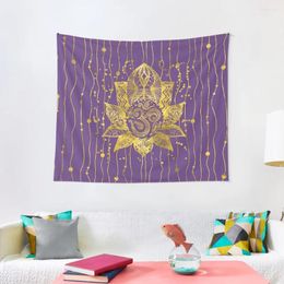 Tapices Flor de loto dorada y símbolo OM Decoración de tapiz Decoración de la habitación del hogar Cosas estéticas para el