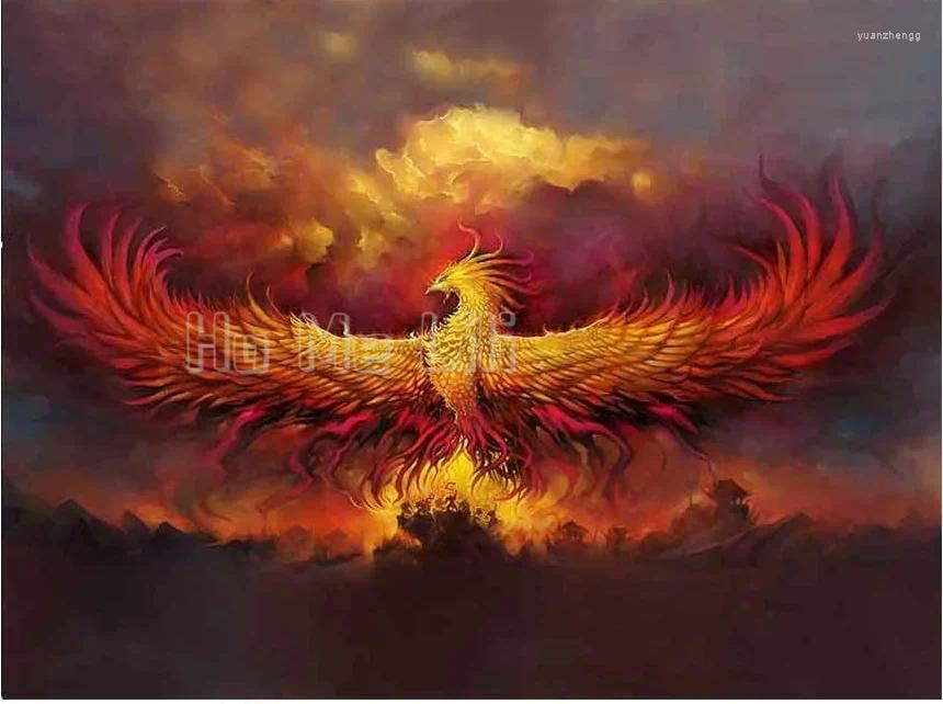 Gobeliny Golden Fantasy Phoenix Tobestry Flame Not Dead Bird Home Decor