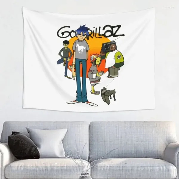 Tapisseries gorillaz music tapissery mur suspendu tissu hippie décor de couverture bohème 95x73cm