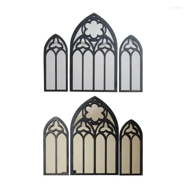 Tapisseries Gothic Church Window Mirror Imitation Beach Forest Tapestry Sunrise Sea Nature Scene Mur suspendu Paysage bohème
