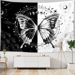 Tapices Gothic Witchy Butterfly Tapestry Wall Hanging Hippie Tapiz Witchcraft Astrología Decoración del hogar del hogar